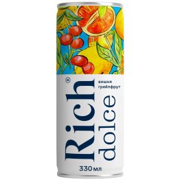 Напиток сокосодержащий Rich "Dolce" из яблок, вишни и грейпфрута, 0,33 литра