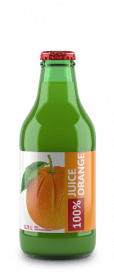 Сок «100% ДЖУС» Апельсиновый с мякотью (100% JUICE), стекло 0,25 литра