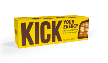 Батончик "KICK" арахисовый в темном шоколаде 45г