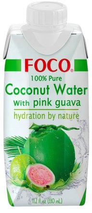 Кокосовая вода с розовой гуавой FOCO, tetra pak, 0.33 литра